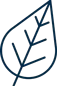 A simple, dark blue outline of a leaf with a central vein and three smaller veins branching off, set against a light background.
