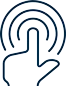A simple line drawing of a hand with the index finger extended, touching a point with concentric circles radiating outward, symbolizing a touch or tap action on a touchscreen.