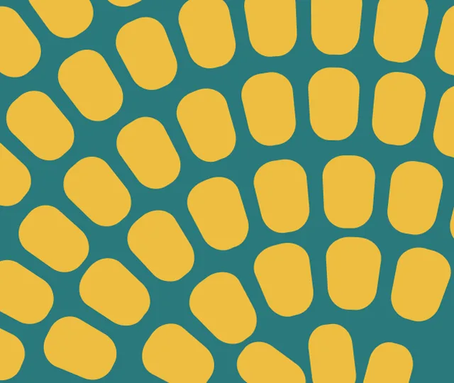 Abstract pattern with yellow oval shapes arranged in radiating clusters on a teal background. The ovals are evenly spaced, creating a visually dynamic and repetitive design.