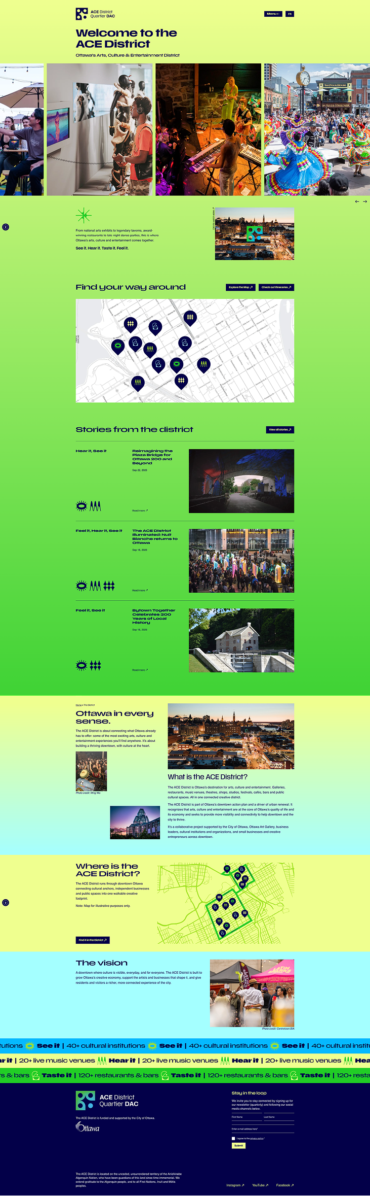 ACE website homepage